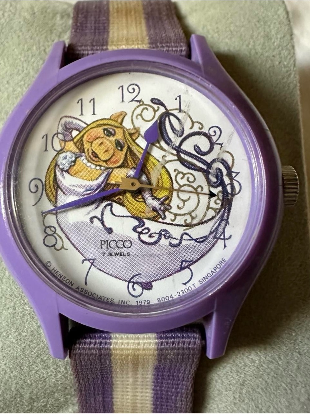 Vintage 1970s Miss Piggy Watch with Muppet Character Dial